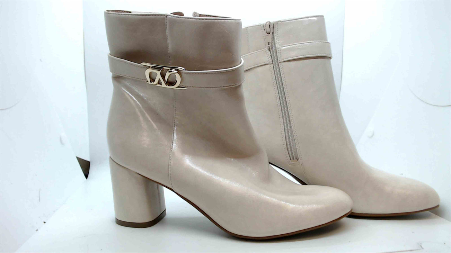 Naturalizer Women’s Ankle Strap Block Heel Boots – Ivory Leather, Size 7.5