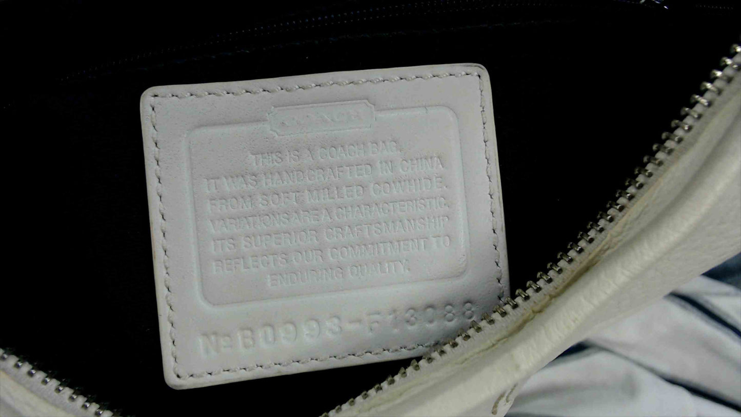 Coach Soft Pebble Leather Hobo Shoulder Bag – Style F13088 – Cream & Black