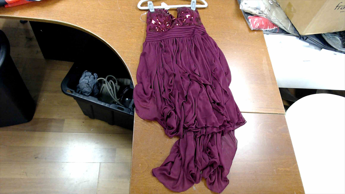 Women’s Burgundy Sequin Bodice Formal Dress – Strapless Evening Gown Size 5