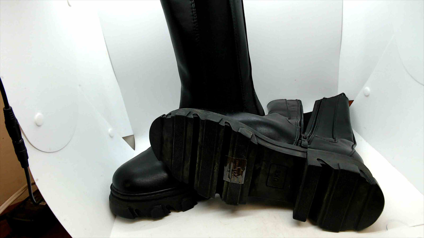 EGO Women’s Chunky Platform Knee-High Boots – Black – Size UK 6 / US 8