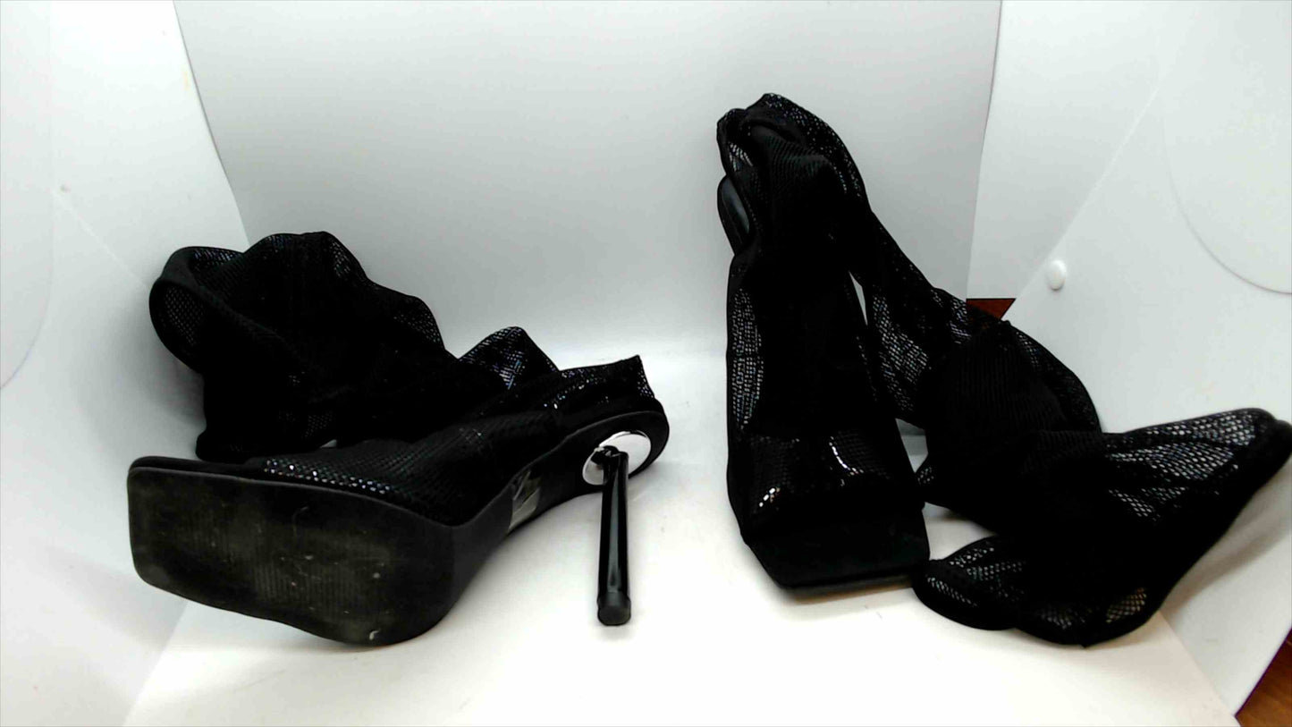 Fashion Nova Black Mesh Peep Toe Stiletto Heels – Size 8