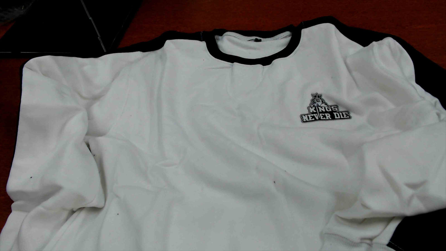 Kings Never Die White & Black Sweatshirt + Sweat Shorts Set – Size Large – Local Streetwear