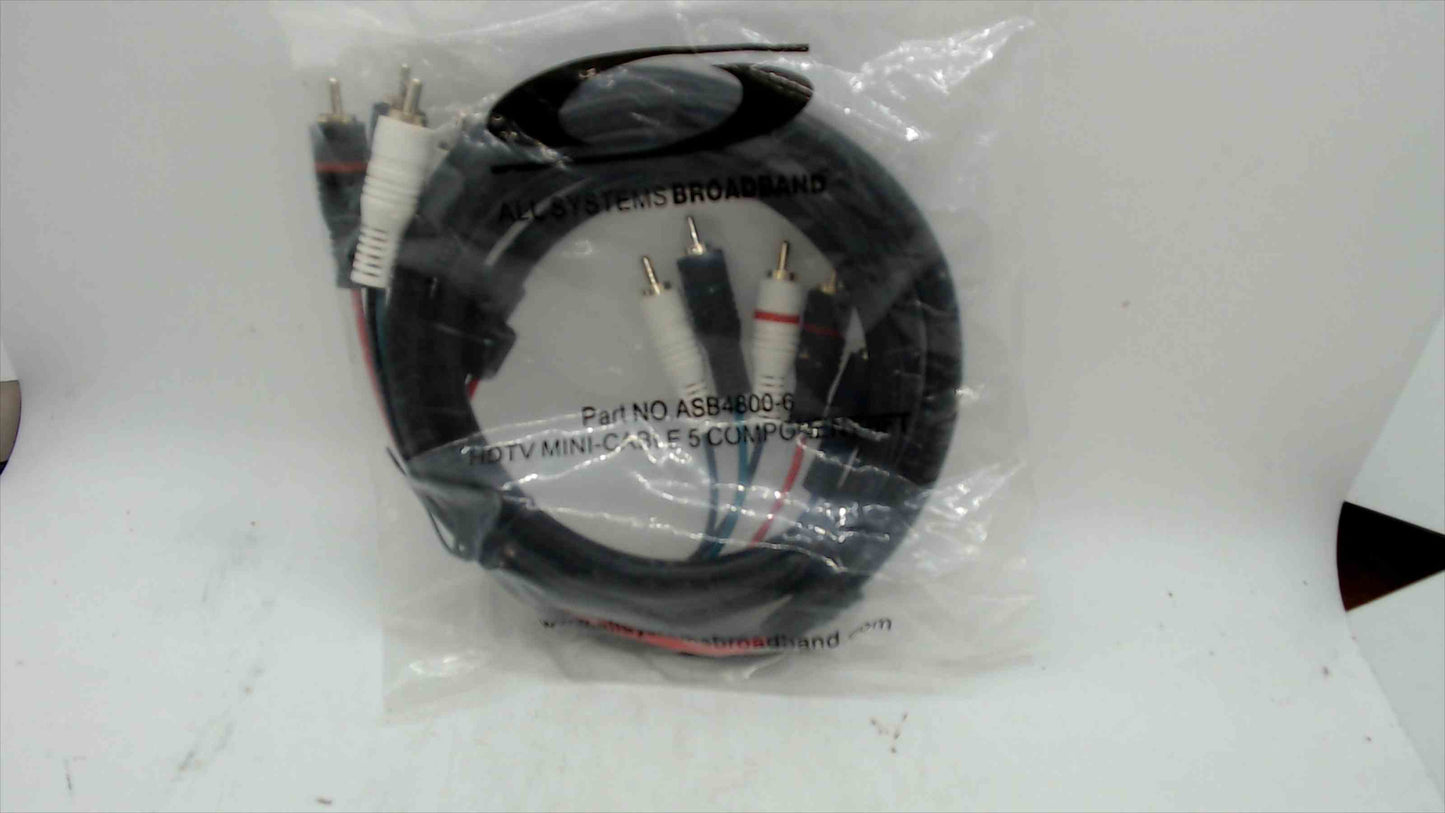 All Systems Broadband ASB4800-6 HDTV Mini-Cable 5 Component RCA Cable – 6ft (New)