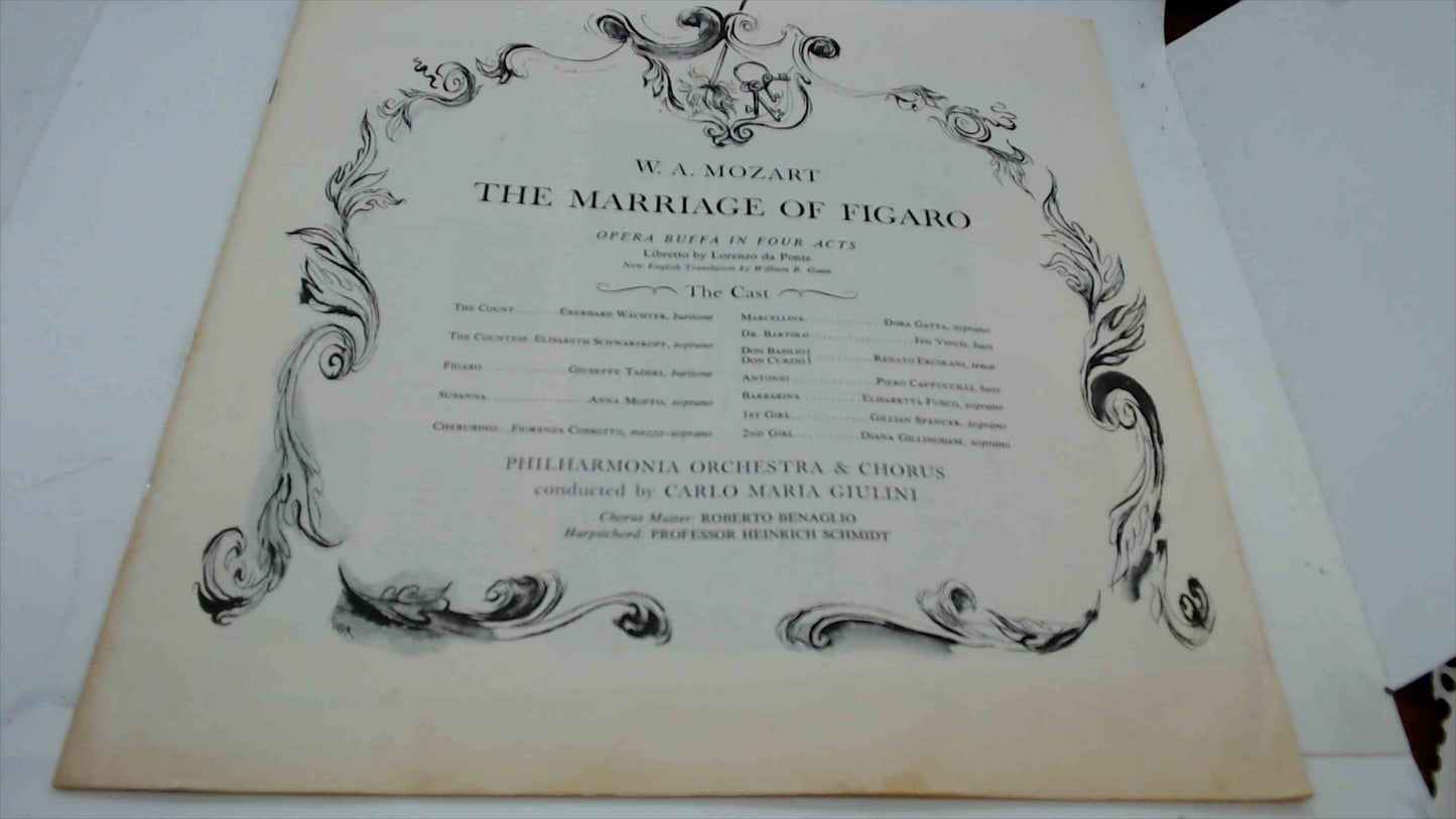 W.A. Mozart – The Marriage of Figaro 1961 Libretto & Notes, Philharmonia Orchestra & Chorus