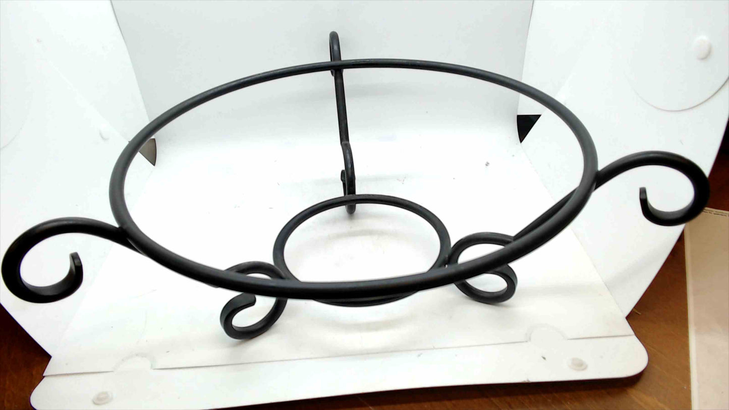 Southern Living at HOME by Gail Pittman Hand-Painted Stoneware Centerpiece Bowl w/ Wrought Iron Stand – Green Floral – Like New