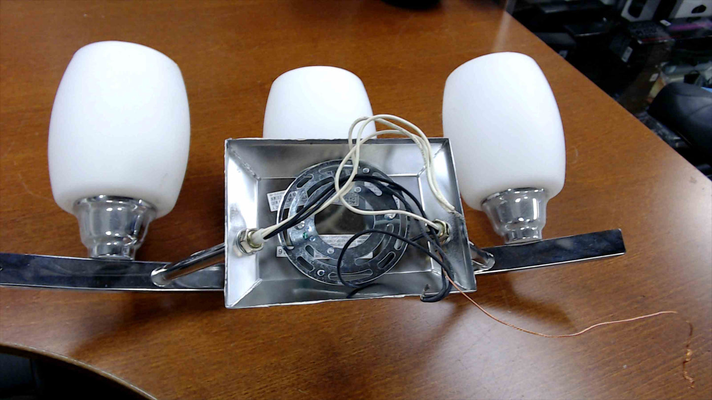 3-Light Chrome Vanity Wall Light w/ Frosted Glass Shades
