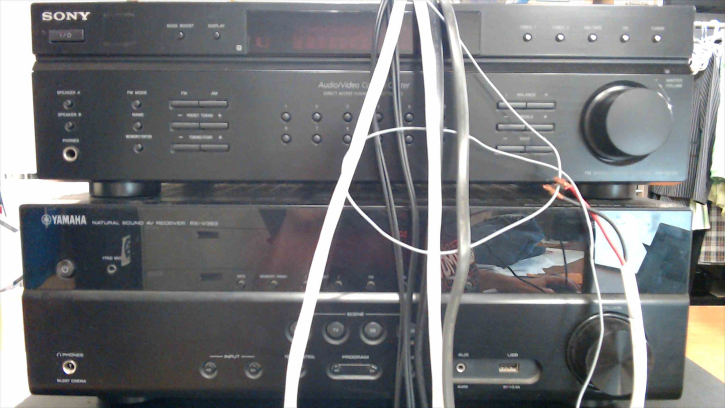 Yamaha RX-V383 AV Receiver + Sony STR-DE197 Stereo Receiver + Yamaha NS-A2835 Floor Speakers (pair) – Tested