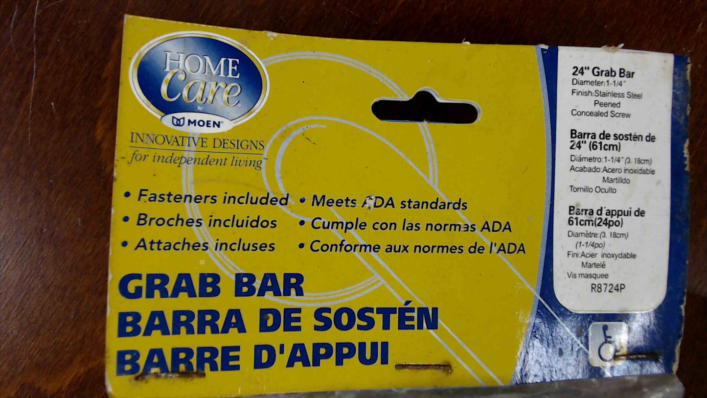 Moen Home Care 24" Stainless Steel Grab Bar – Peened Finish, Concealed Screws (R8724P) – New/In Package