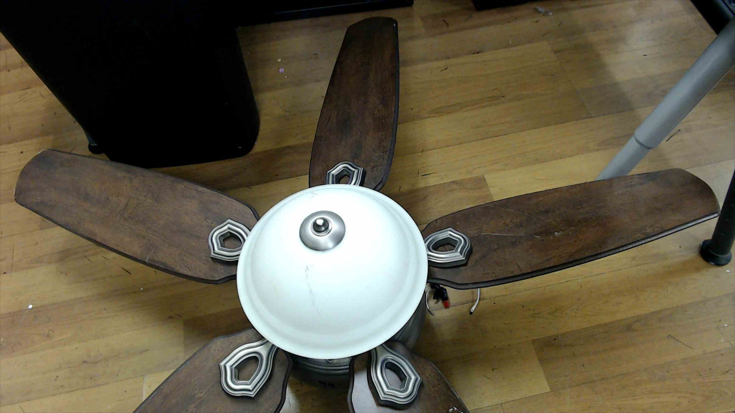 Hunter 52" 5-Blade Ceiling Fan w/ Frosted Bowl Light – Brushed Nickel – Tested & Working