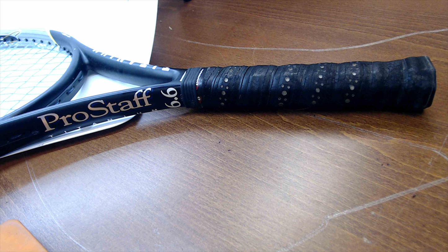 Wilson Pro Staff 6.6 Titanium Tennis Racquet – Strung, Adult 27", Black/Silver/Blue