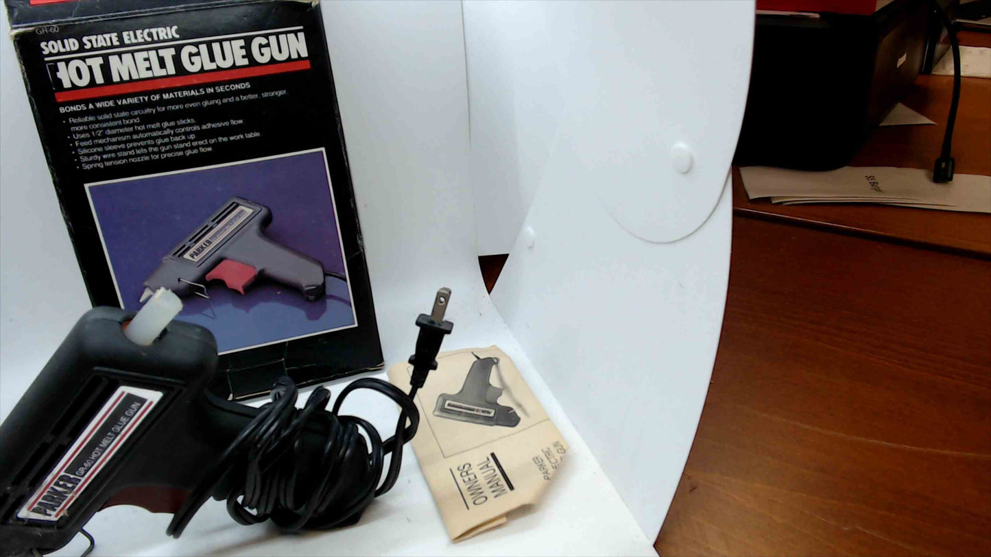 Parker GR-60 Hot Melt Glue Gun w/ Box, Manual & Glue Sticks – Tested & Working