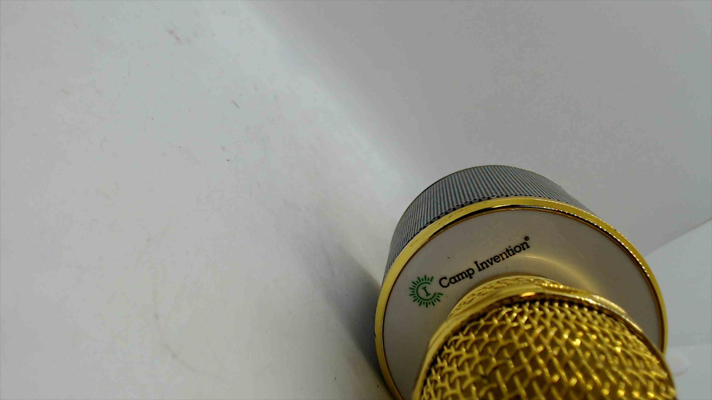 Gold Wireless Karaoke Microphone w/ Built-In Speaker – Bluetooth, Record & Echo – Camp Invention – USB/TF/AUX