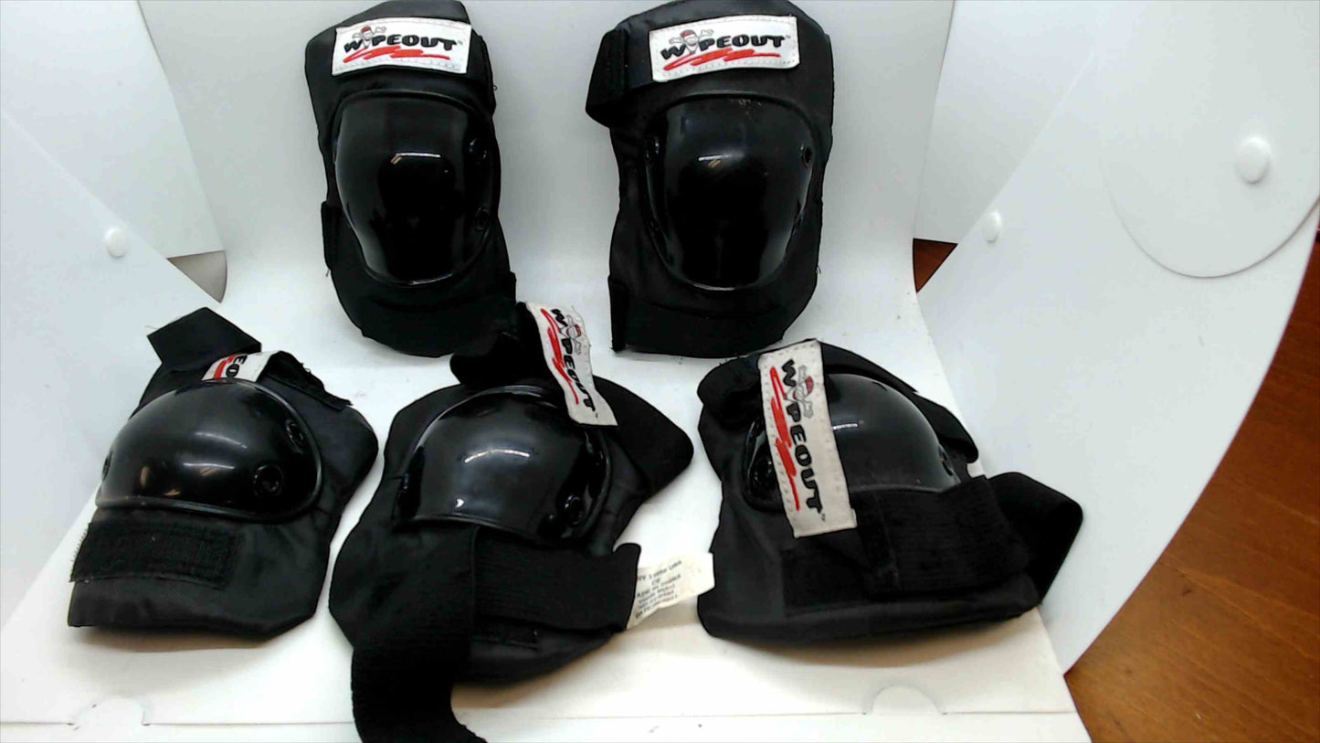 Wipeout Kids Skate Pads – 5-Piece Lot (2 Knee, 3 Elbow) – Black