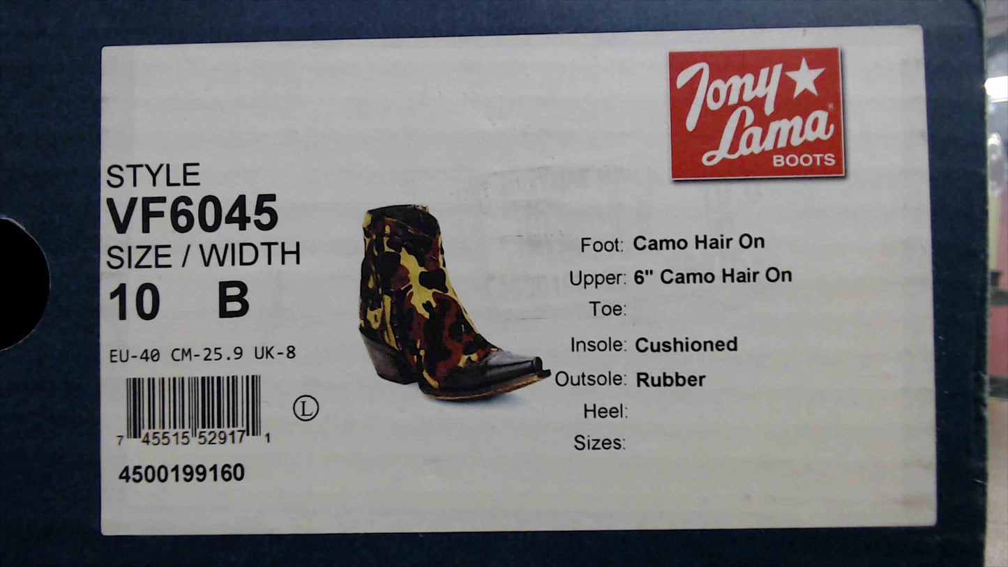 Tony Lama VF6045 Women’s 6" Camo Hair-On Short Western Boots – Size 10B – New in Box
