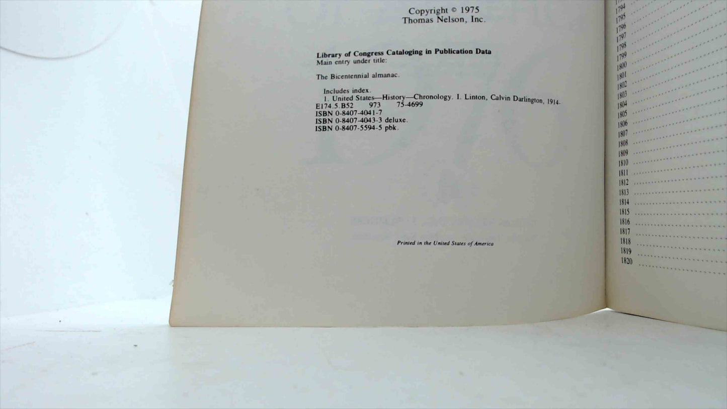 The Bicentennial Almanac: 200 Years of America (1975) – Calvin D. Linton, Ph.D. – Trade Paperback