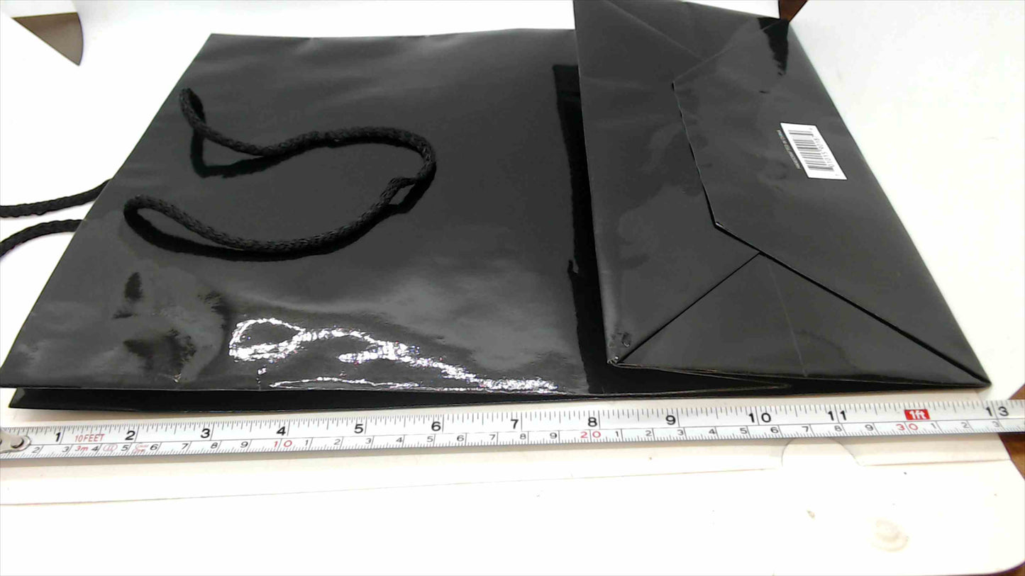 Uline S-11621BL “Debbie” High-Gloss Shopper Bags – Black – Lot of 75 – New in Box