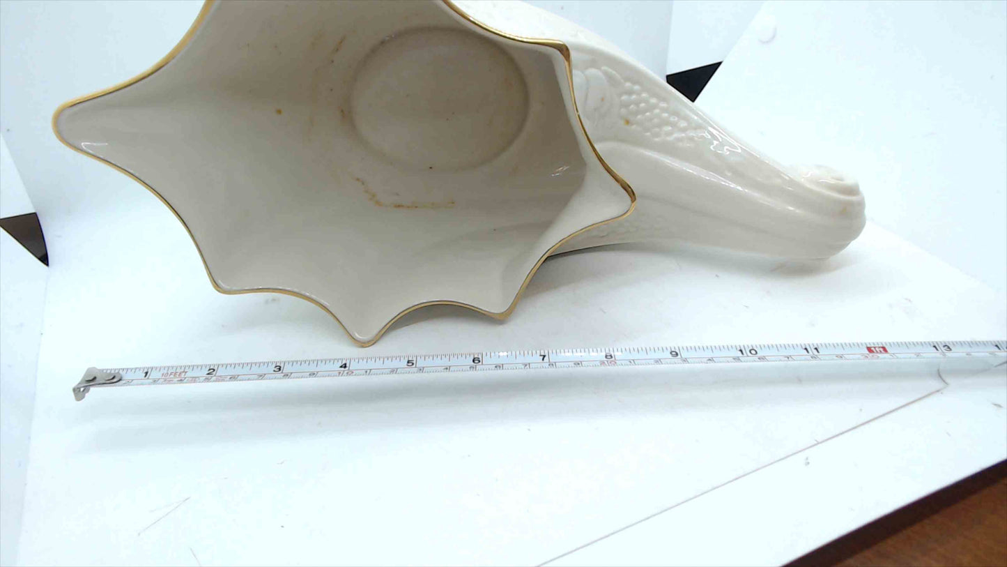 Lenox “Fruits of Life” Cornucopia – Fine Ivory China Centerpiece w/ Gold Trim, USA