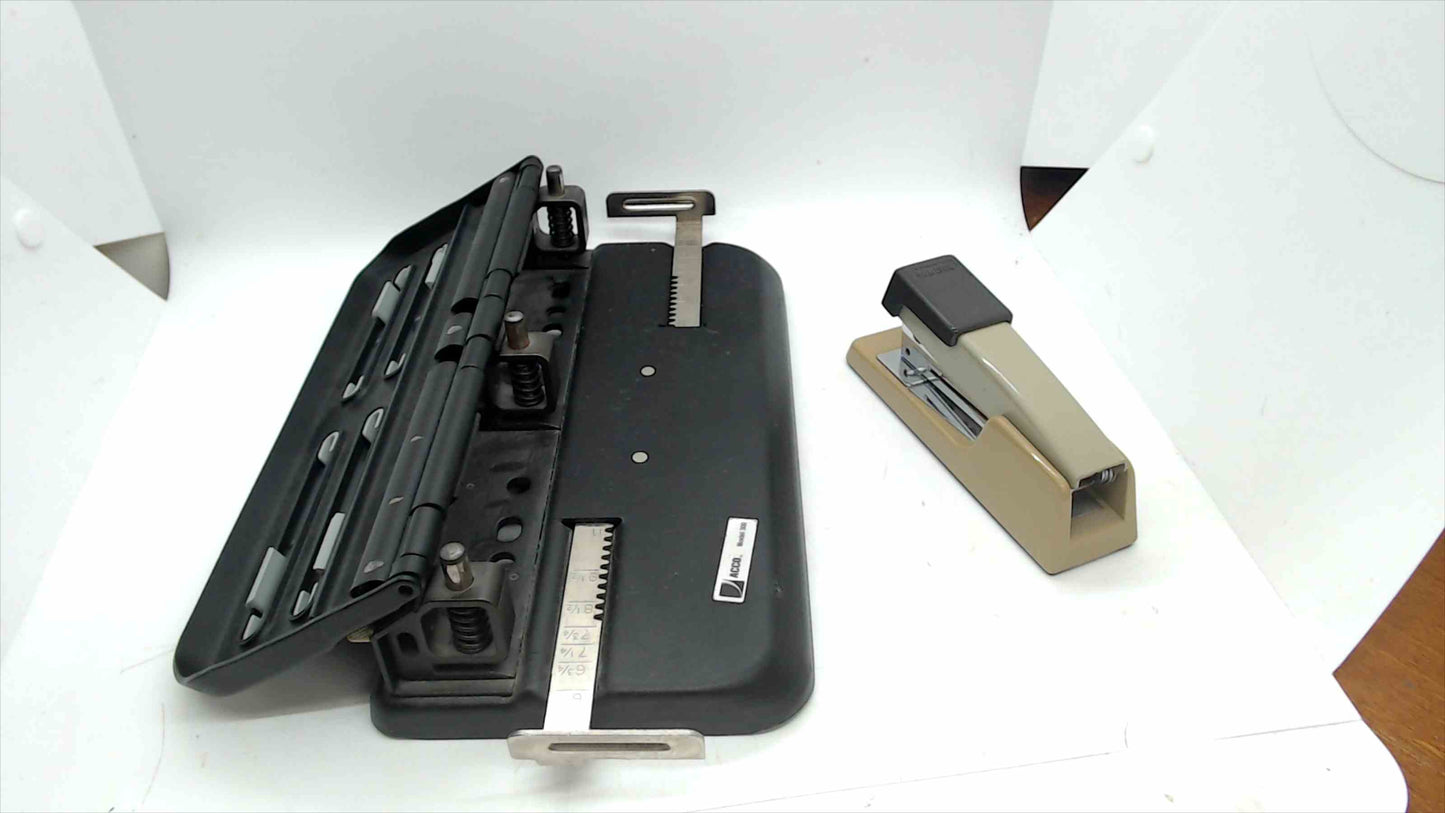 ACCO Heavy-Duty Adjustable Hole Punch (2–7 Hole) + Bostitch Desktop Stapler — Tested & Workin