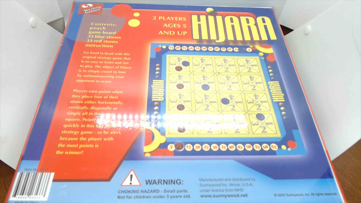 Hijara Board Game (Sterling/Sunnywood, 2003) – Abstract Strategy, 2 Players, Ages 5+ – Factory Sealed