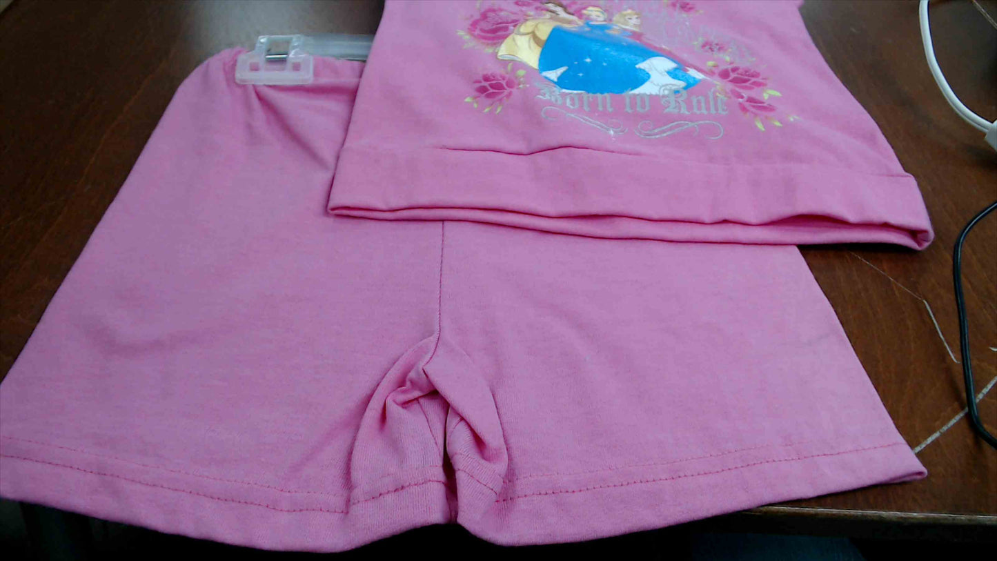 Disney Princess “Born to Rule” 2-Piece Outfit Set – Size 7/8 (Pink, Belle/Cinderella/Aurora)