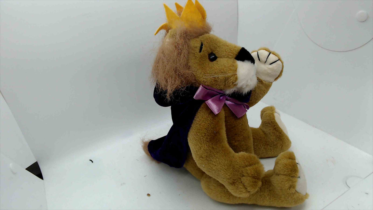 Ty Attic Treasures “Sire” Lion Plush w/ Crown & Velvet Cape – Heart Tag Attached
