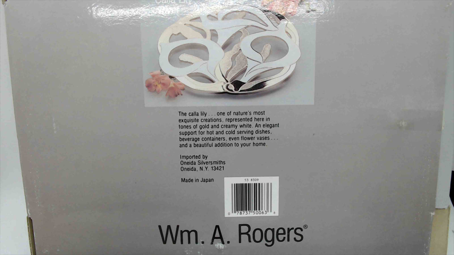 Wm. A. Rogers “Calla Lily” Metal Trivet – Gold & Cream Enamel – Made in Japan – New in Box