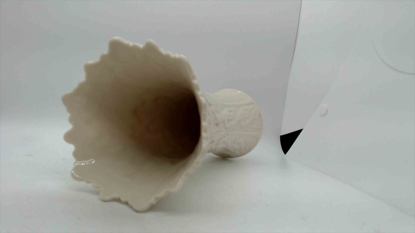 Lenox Ivory Porcelain Bud Vase – Embossed Leaf Motif, USA, 8.5”