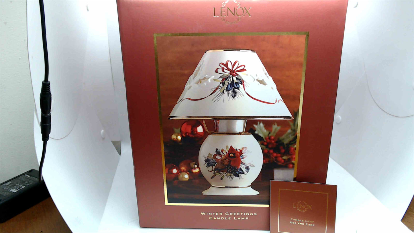 Lenox “Winter Greetings” Candle Lamp w/ Cardinal Design – Original Box