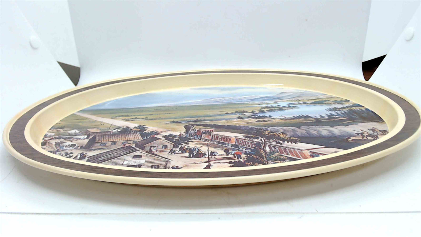 Currier & Ives “Across the Continent” Limited Edition Decorative Oval Wall Plate – 1868 Lithograph Reproduction