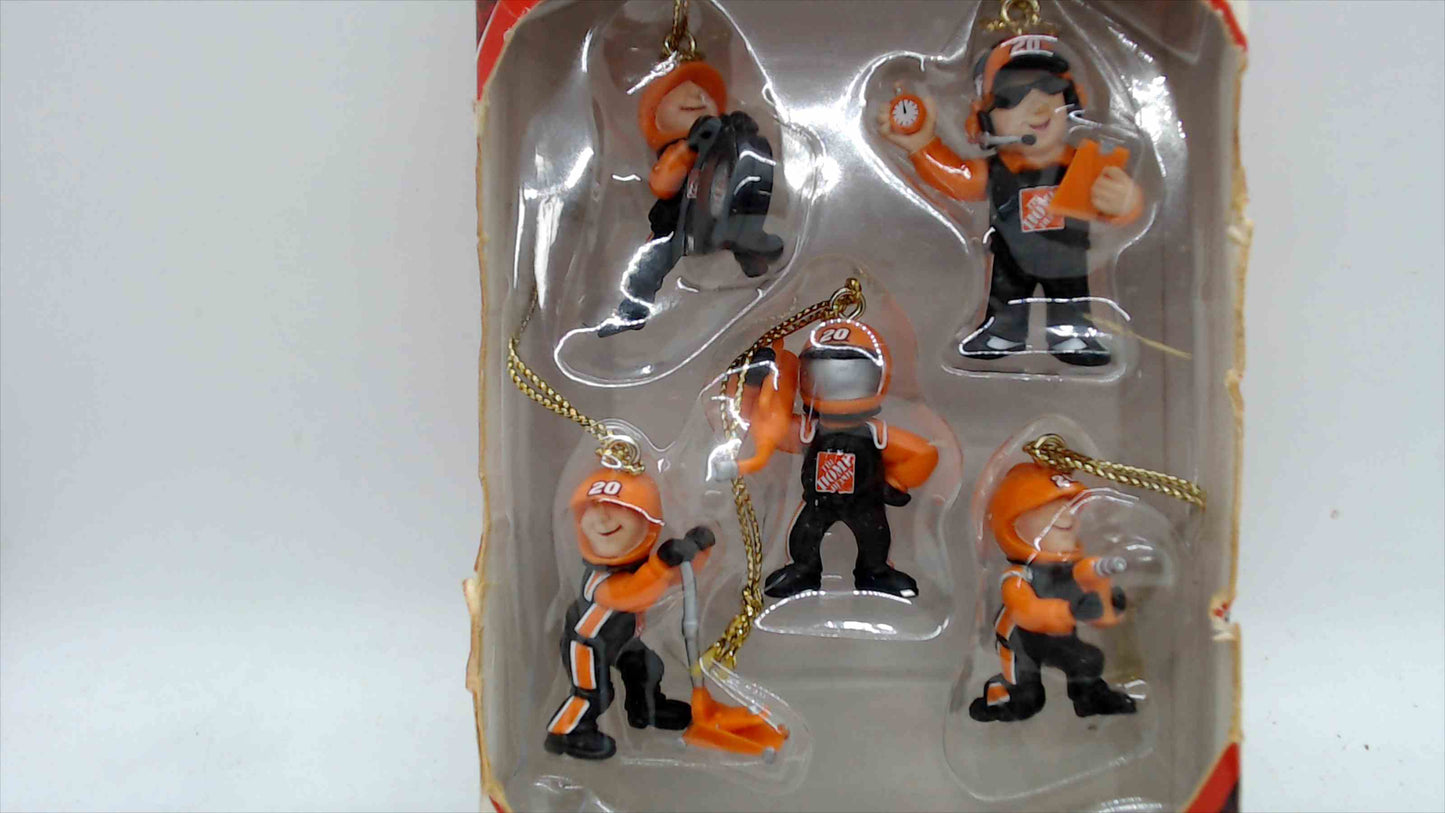 Tony Stewart #20 NASCAR Pit Crew Mini Ornaments – Trevco Collectible Set (5 Pieces)