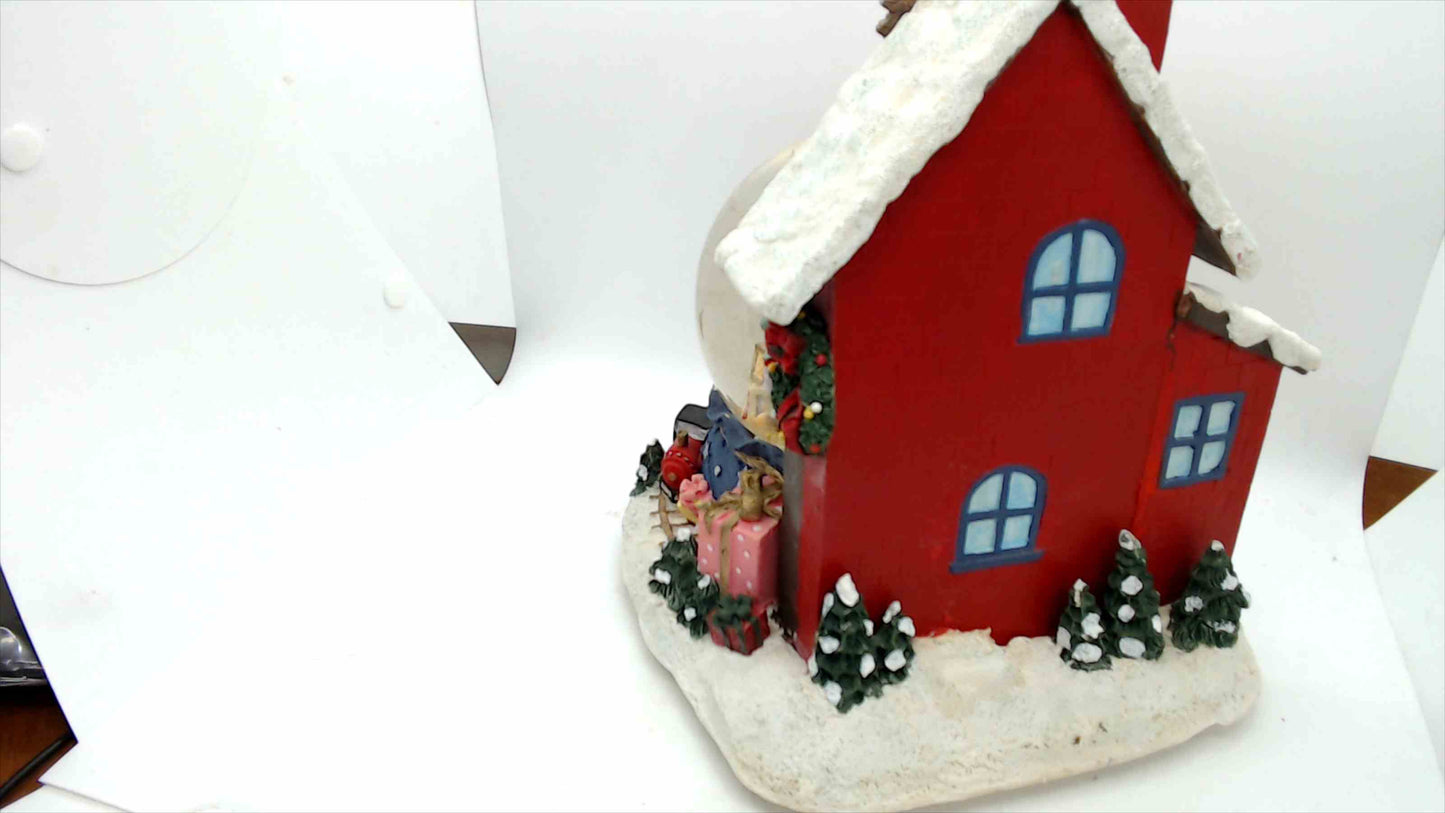 Santa’s Workshop Snow Globe w/ Elves & Train – Large 10" Tabletop Christmas Décor