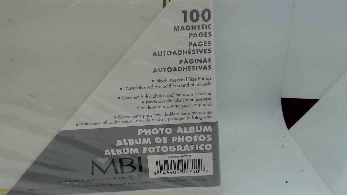 MBI Photo Album – 100 Magnetic Pages, Gold-Trim Cover – 11" x 10" – New Sealed