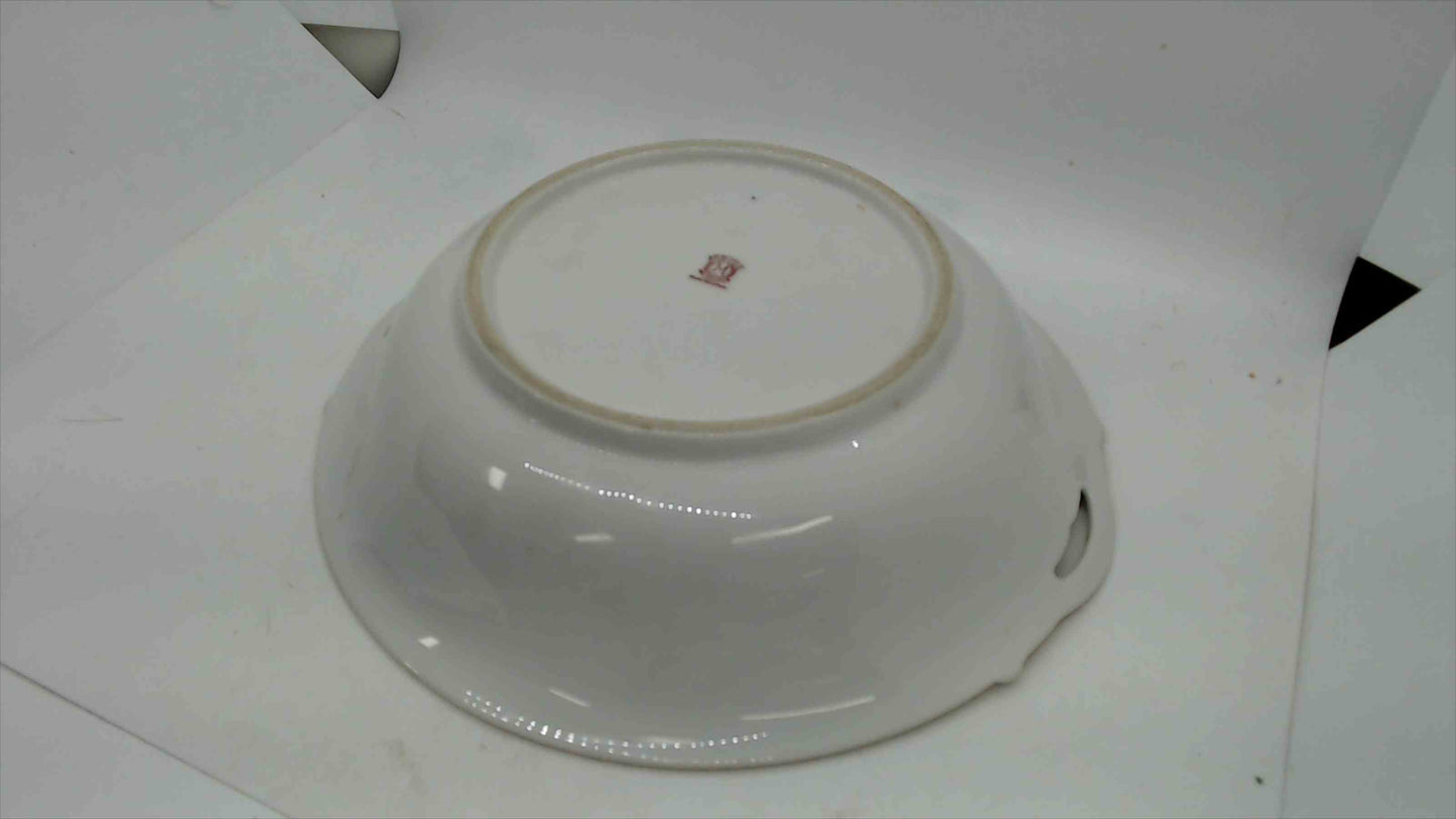 Noritake Hand-Painted Double-Handle Serving Bowl, Fruit Basket & Floral Swags, 9.5" – Japan (M-in-Wreath)