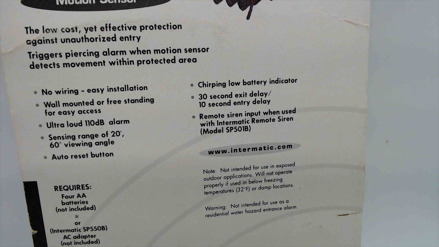 Intermatic Home Security Remote Control Wireless Alarm – Motion Sensor – New Sealed