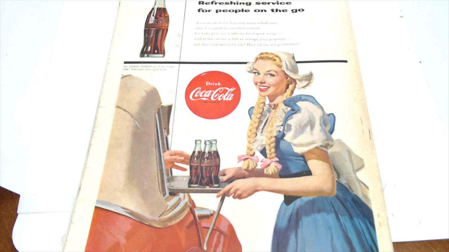 The Saturday Evening Post – October 2, 1954 – Small Town Street Scene Cover – Coca-Cola Back Cover