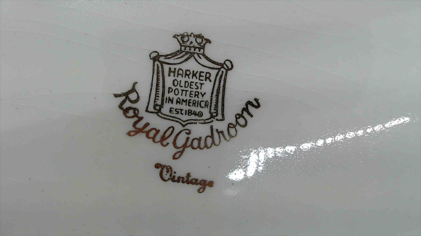 Pair of Vintage Harker Royal Gadroon Serving Platters – Grapevine Pattern – 12” Oval Plates