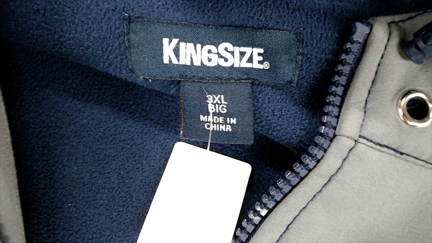 KingSize Men’s 3XL Big Softshell Hooded Jacket – Gray – Windproof Water-Resistant Fleece-Lined