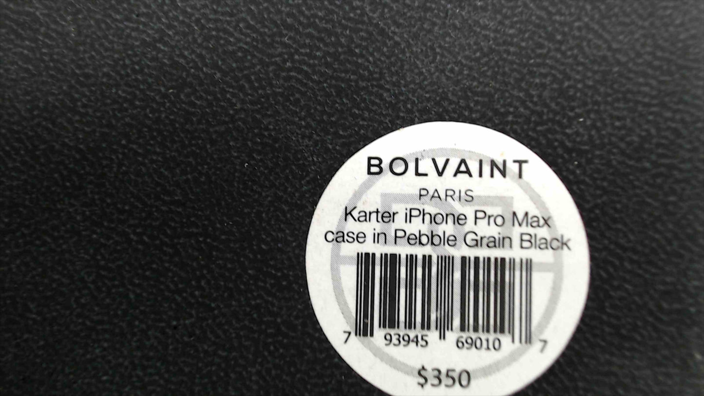 Bolvaint Paris Karter iPhone Pro Max Leather Case – Pebble Grain Black, With Box