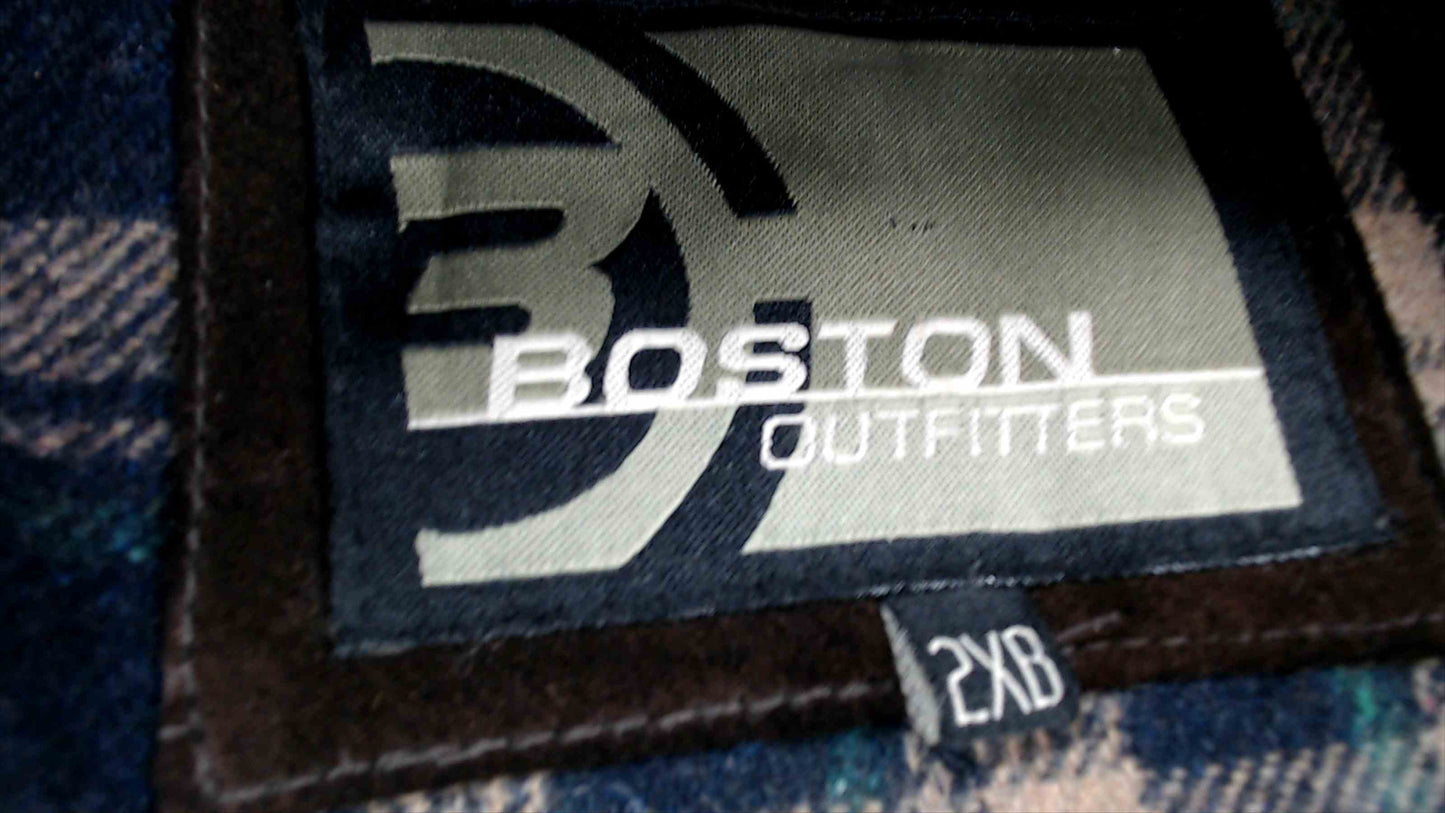 Boston Outfitters Men’s 2XB Genuine Leather Suede Jacket – Plaid Lined – Brown