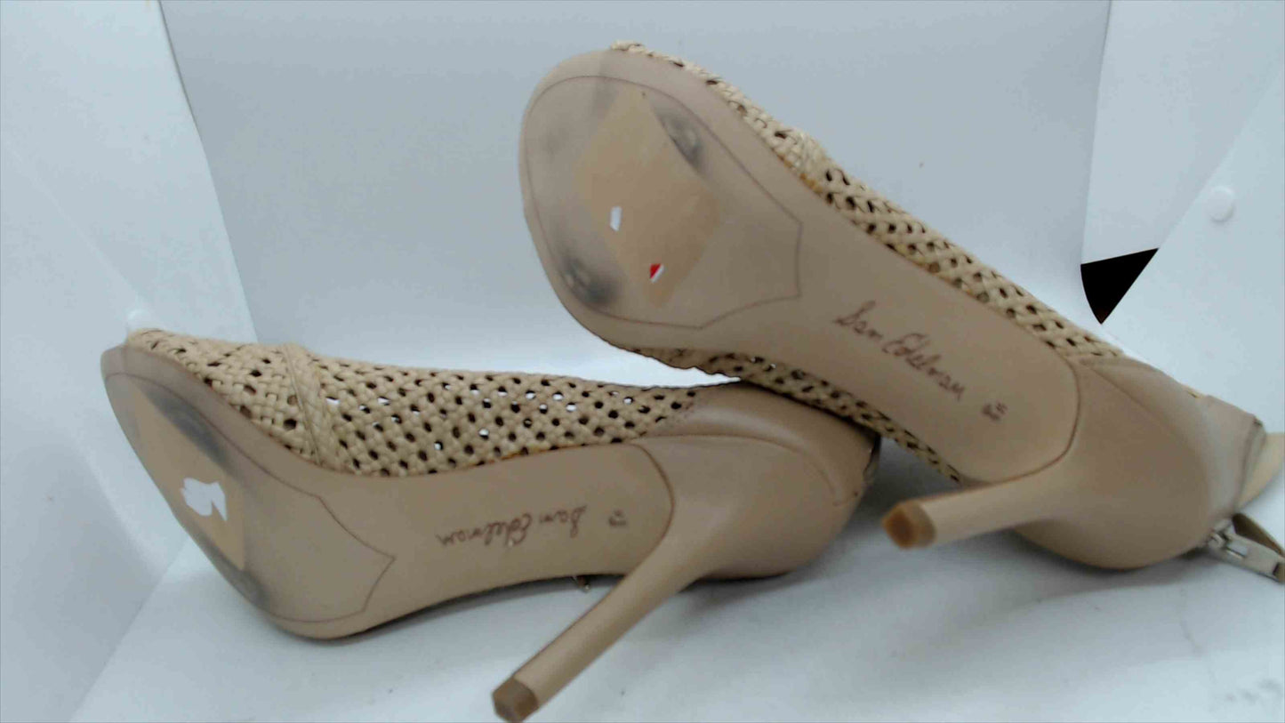 Sam Edelman Nude Woven Lace-Up Peep Toe Booties – Size 8.5 – Very Good Condition