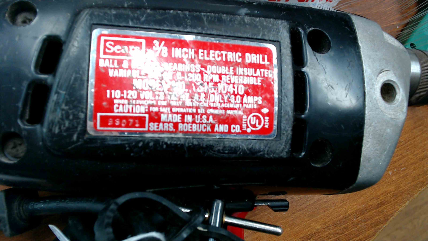 Sears Craftsman 3/8” Corded Drill – Variable Speed Reversible – Tested & Working