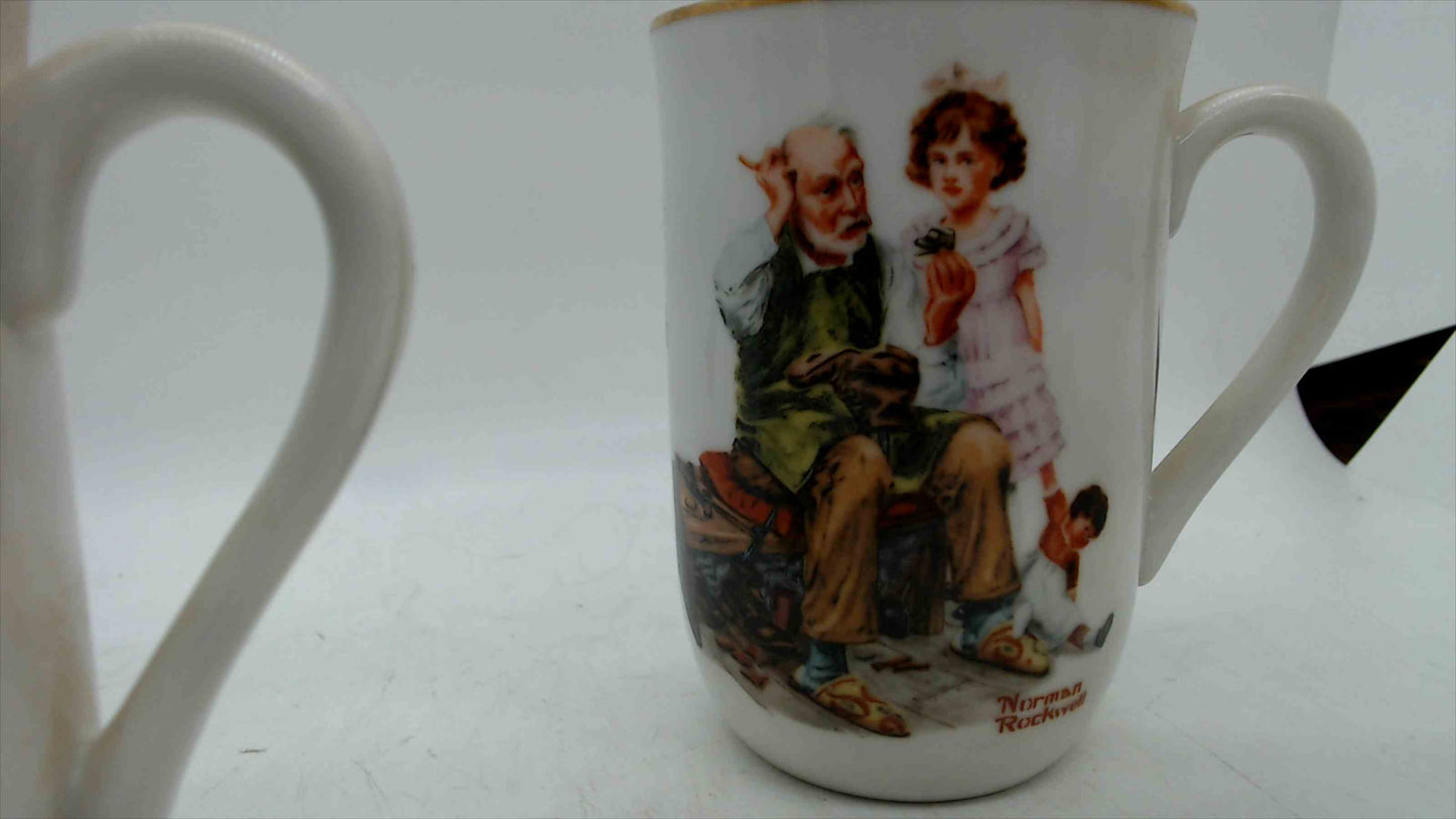 1982 Norman Rockwell Museum Coffee Mugs – Set of 3 – Lighthouse Keeper, Cobbler, Toymaker – Made in Japan
