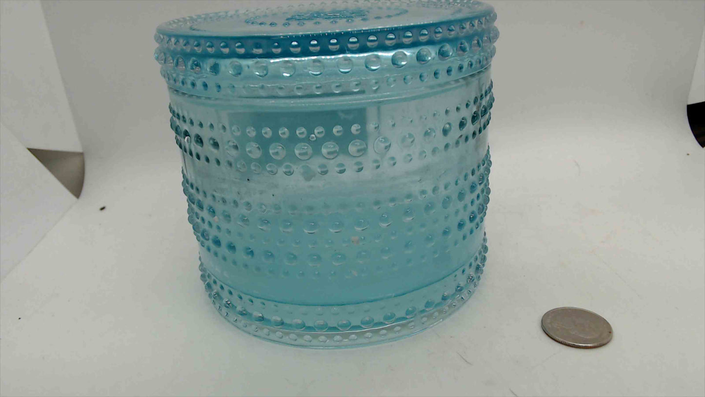 HomeWorx Mountain Air Hobnail Glass Jar with Lid – Aqua Blue, 4.25" Tall, 2 lbs