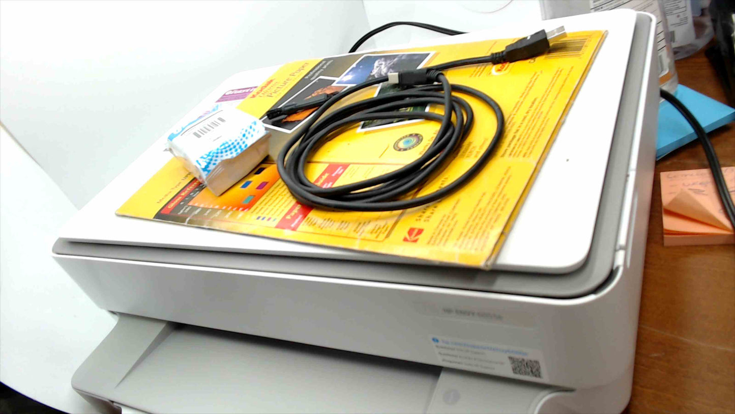 HP ENVY 6055e All-in-One Printer Bundle – Ink, Photo Paper & USB Cable Included
