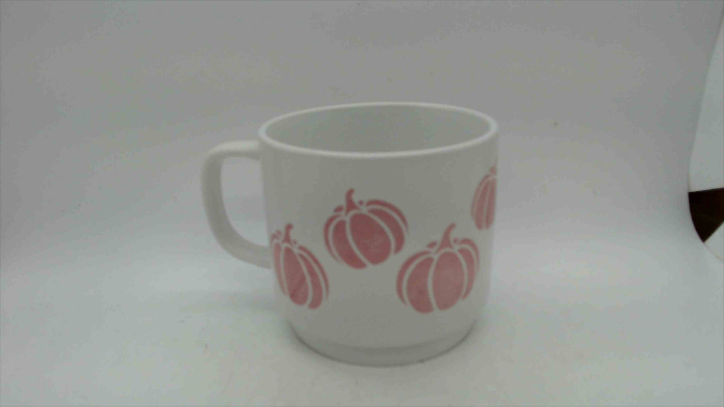 Sheffield Home Pumpkin Mug, White & Pink, 3.5" — Microwave & Dishwasher Safe