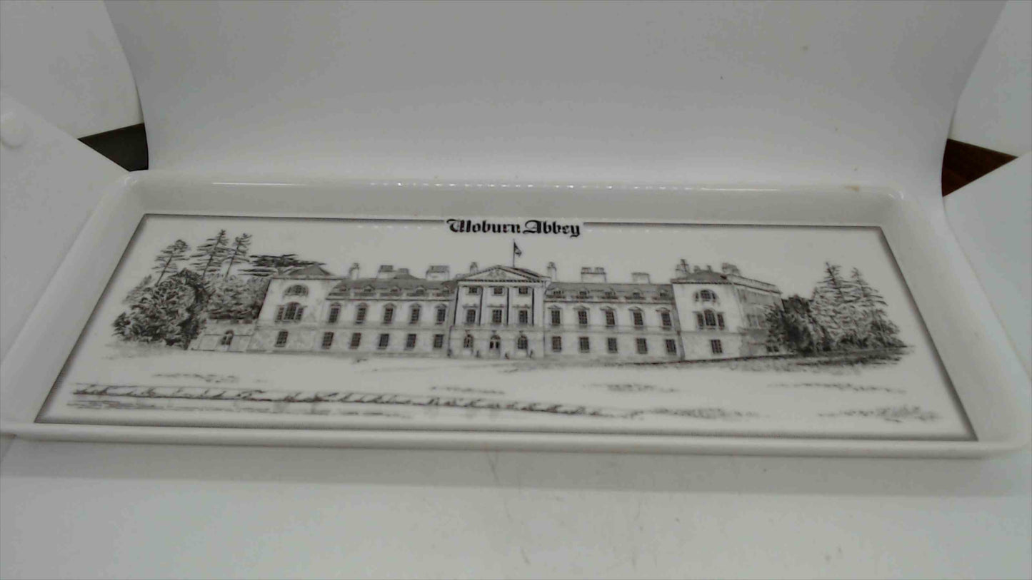 Woburn Abbey Melamine Souvenir Tray — Architectural Illustration, Made in Great Britain, 15"