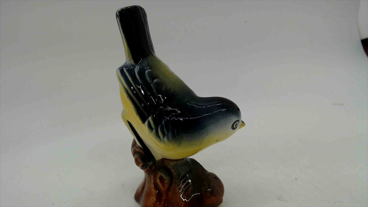 Vintage Ceramic Bluebird Figurine on Branch Base — 3" Tall, Mid-Century Style