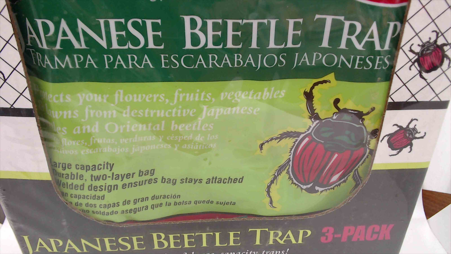 RESCUE! Japanese Beetle Trap – 3-Pack, Disposable, Large Capacity with Attractant