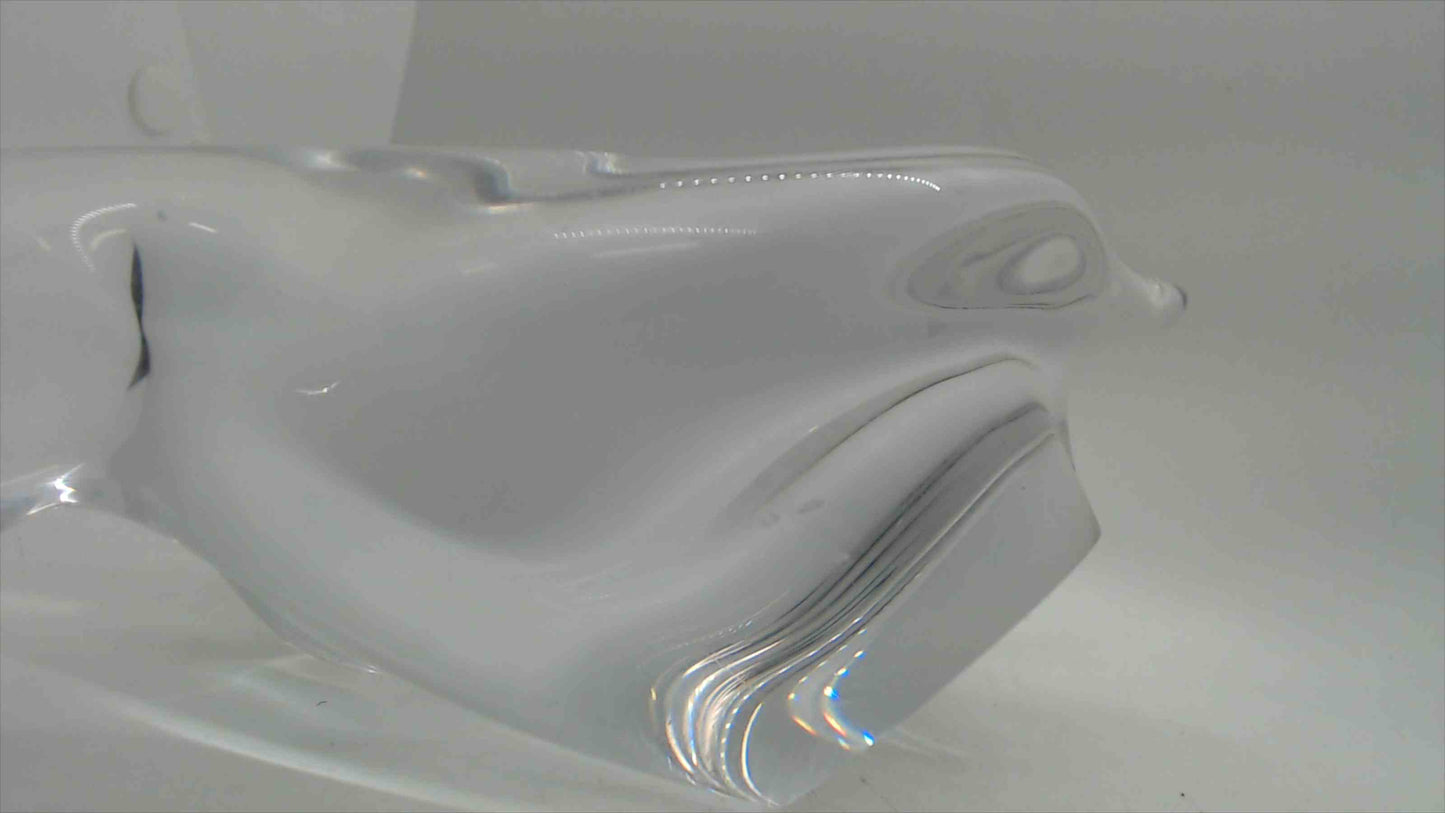 Large Heavy Crystal Art Glass Bird Figurine Sculpture — Dove or Pigeon, 9" Long, 2.5 lbs
