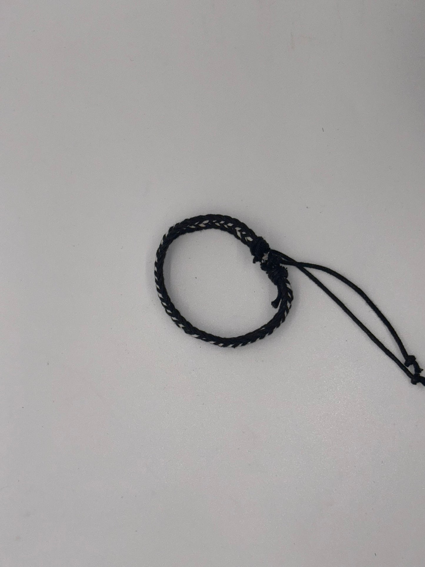 Black and White Braided Cord Bracelet – Adjustable Fit